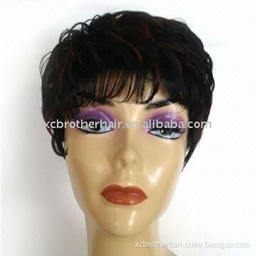 Fashion Wavy Short Style Human Hair Machine Made Wigs